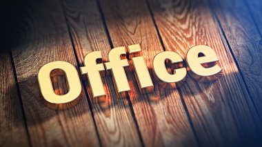 Word Office ahşap plakalar üzerinde