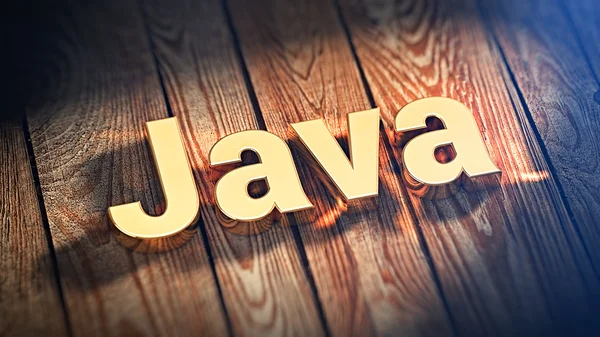 Word Java on wood planks — Stock Photo, Image