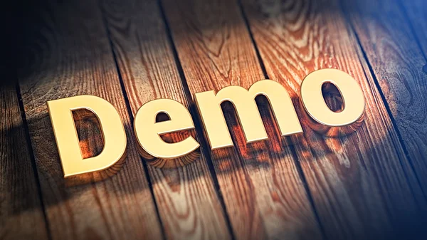 Ahşap plakalar kelime Demo — Stok fotoğraf