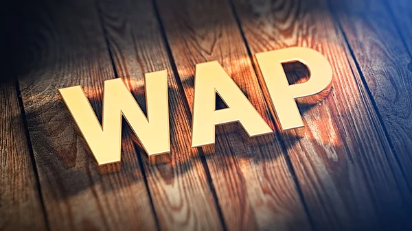 首字母缩略词 Wap 在木板上 — 图库照片