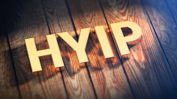 Acrônimo HYIP em tábuas de madeira — Fotografia de Stock