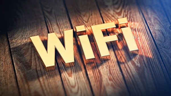 Palabra Wifi en tablones de madera — Foto de Stock