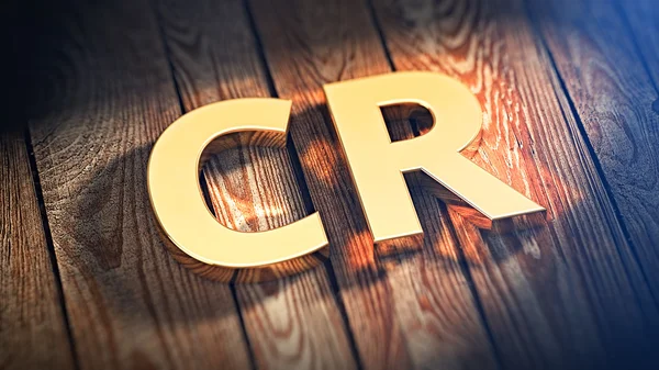 Acrónimo CR en tablones de madera — Foto de Stock
