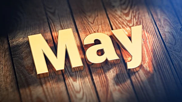 Word Μαΐου σε ξύλινες σανίδες — Φωτογραφία Αρχείου