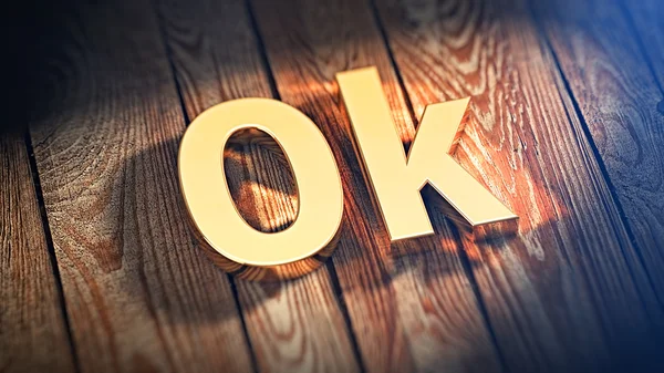 Ok Word op houten planken — Stockfoto