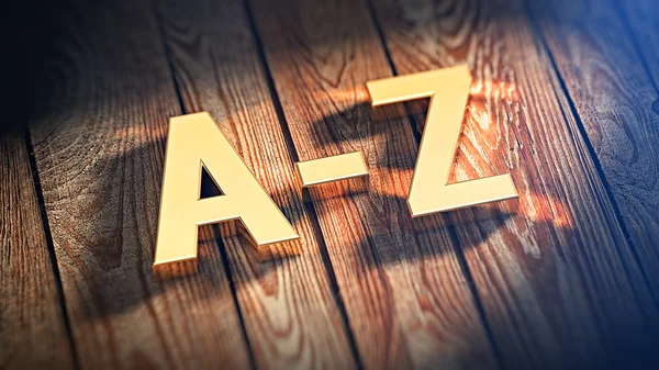 Assine A-Z em tábuas de madeira — Fotografia de Stock