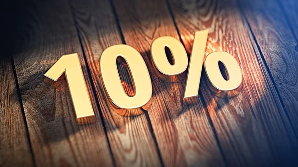 Digits 10% on wood planks — Stock Photo, Image