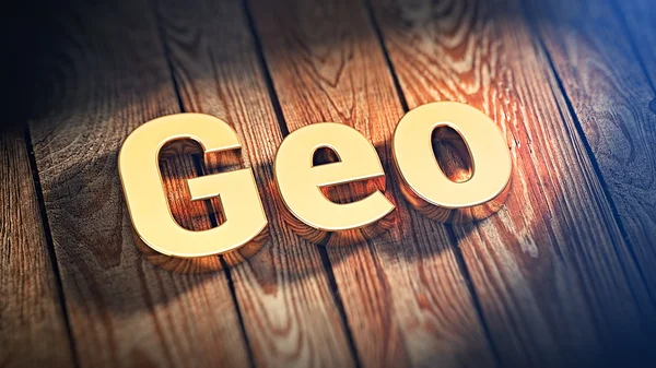 Palavra Geo em tábuas de madeira — Fotografia de Stock