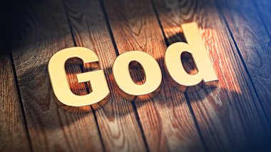 Word God ahşap plakalar üzerinde