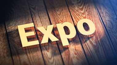Word Expo ahşap plakalar üzerinde