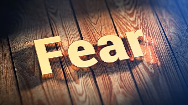 Word Fear on wood planks — Stock Photo, Image