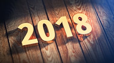 Yıl 2018 ahşap plakalar üzerinde