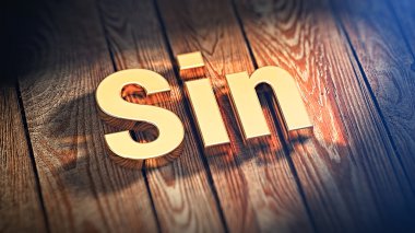 Word günah ahşap plakalar üzerinde