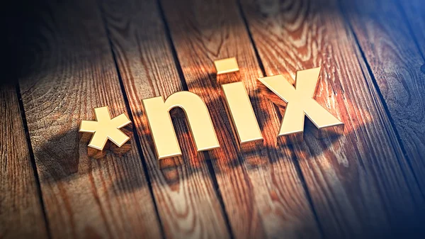 词 * nix 在木板上 — 图库照片