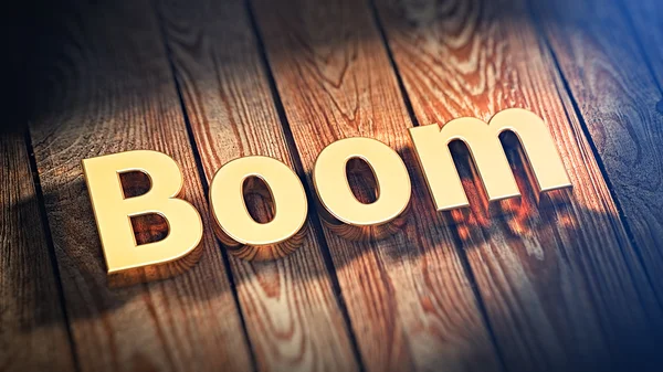 Palabra Boom en tablones de madera —  Fotos de Stock