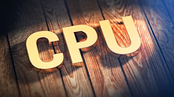 Akronim CPU di papan kayu — Stok Foto