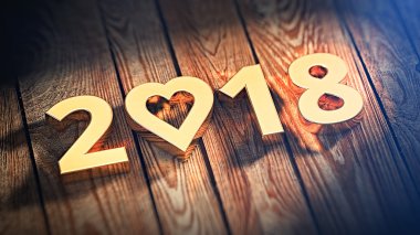 Ahşap plakalar üzerinde güzel yıl 2018