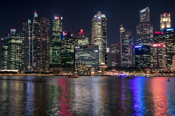 Singapur Septiembre 2016 Vista Nocturna Distrito Financiero Del Centro Singapur —  Fotos de Stock