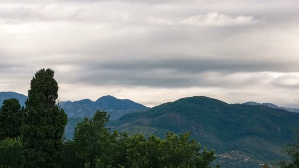 Timelapse Clouds Mountains Vicinity Tivat Montenegro — 图库视频影像