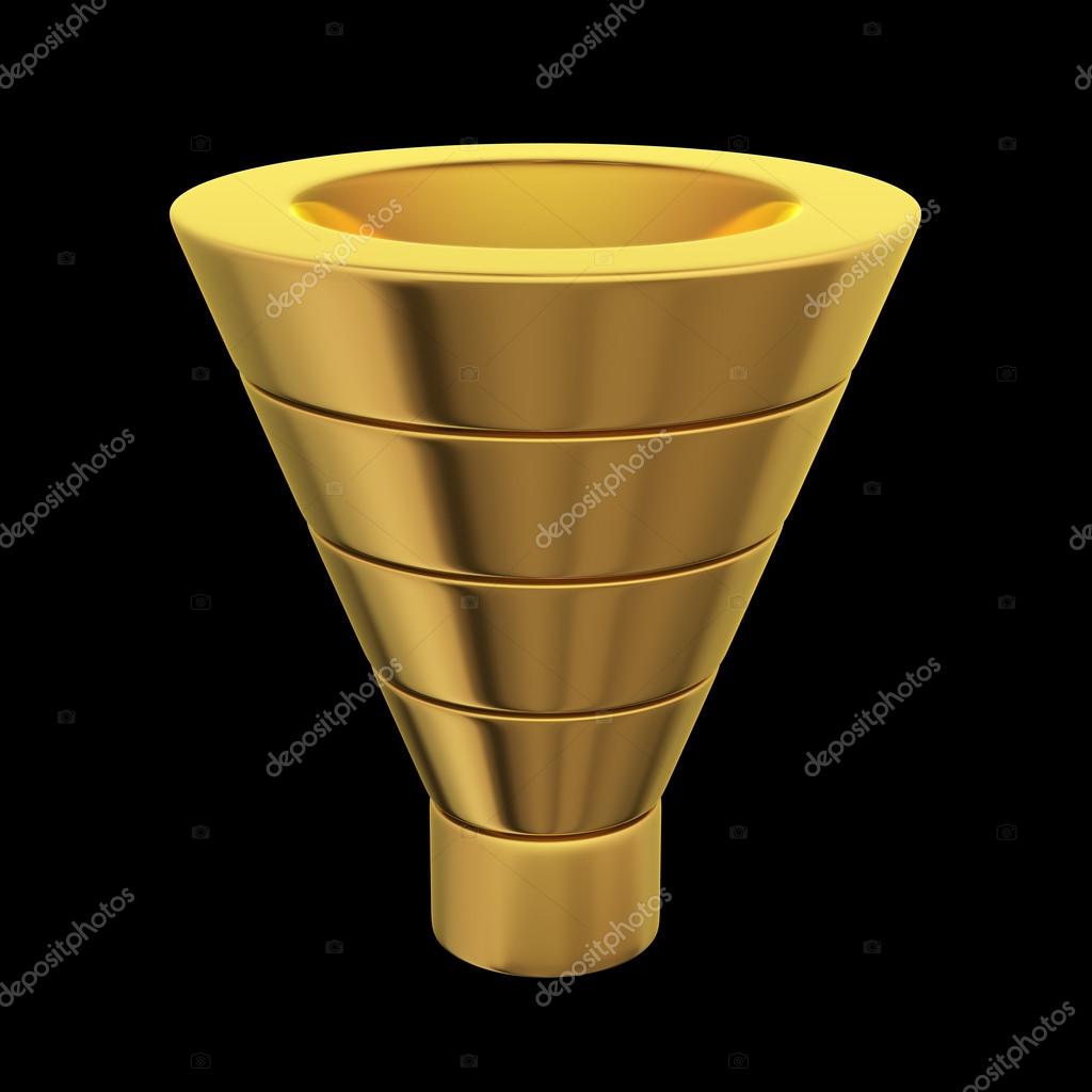 Gold funnel on black — Stock Photo © timbrk 72033417