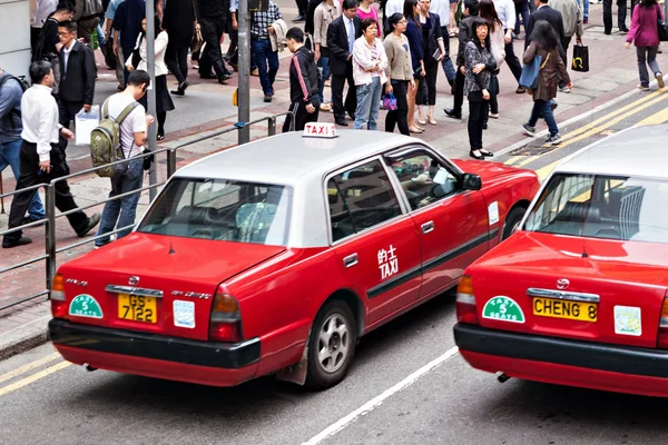 Taxibilar i hk — Stockfoto