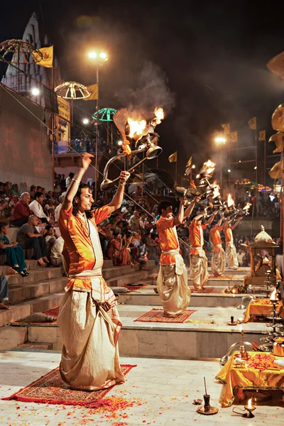 Ganga aarti rytuał — Zdjęcie stockowe