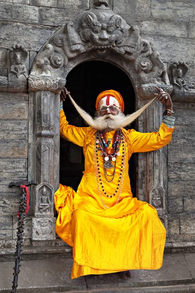 Sadhu v chrámu Pašupatinath — Stock fotografie