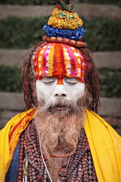 Sádhu na chrám pashupatinath — Stock fotografie