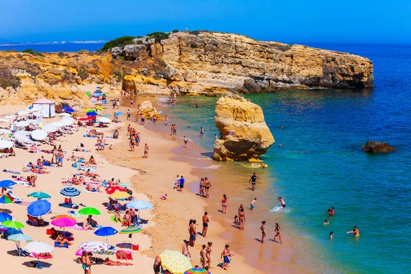 Pláž Sao Rafael Krásným Vápencovým Výhledem Město Albufeira Regionu Algarve — Stock fotografie