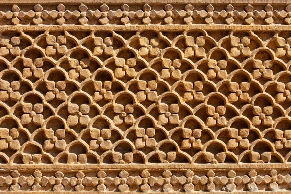 Rajasthani Motivo Floreale Haveli Intaglio Vecchio Edificio Nella Città Jaislamer — Foto Stock