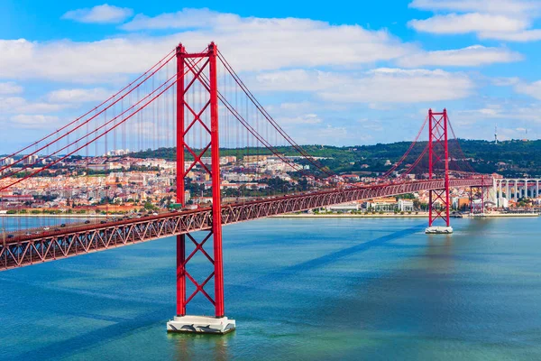 Abril April Bridge Bridge Connecting Lisbon City Almada Municipality Bank — Stock Photo, Image