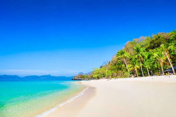 Praia Com Areia Branca Coqueiros Água Azul Turquesa Província Nido Fotografia De Stock