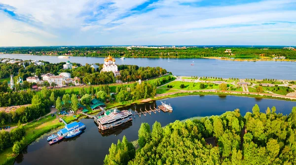 Yaroslavl Centro Ciudad Río Volga Vista Panorámica Aérea Óblast Yaroslavl —  Fotos de Stock