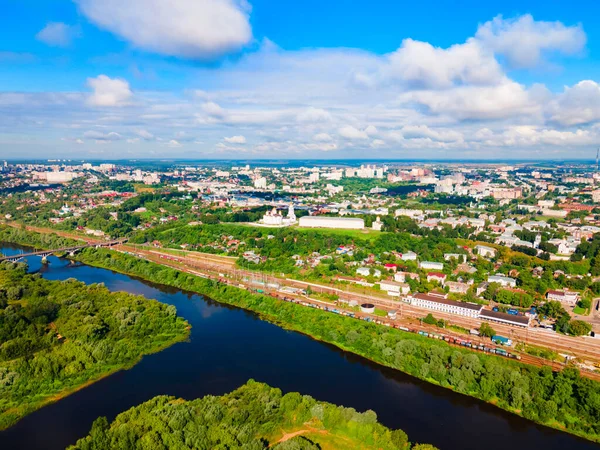 Vladimir City Centre Klyazma River Aerial Panoramic View Golden Ring — Stock Photo, Image