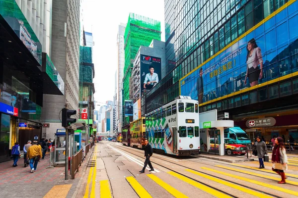 Hong Kong Februari 2013 Dubbeldekker Tram Tram Een Symbool Van — Stockfoto