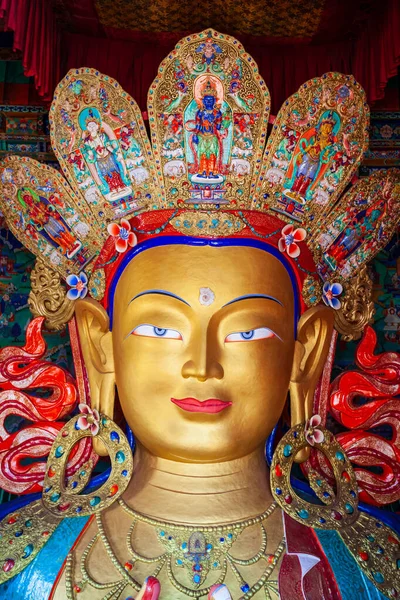 Leh Inde Septembre 2013 Statue Bouddha Maitreya Intérieur Monastère Bouddhiste — Photo