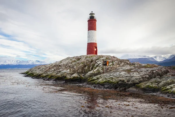 Les Eclaireurs Lighthouse Encuentra Cerca Ushuaia Tierra Del Fuego Argentina — Foto de Stock