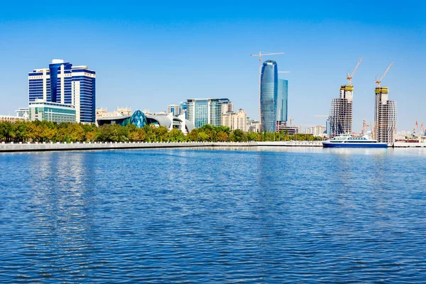 Baky Skyline Vista Dal Viale Baku Argine Del Mar Caspio — Foto Stock