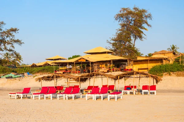 Beach Restaurant Shacks Sunbeds Arambol Beach North Goa Índia — Fotografia de Stock