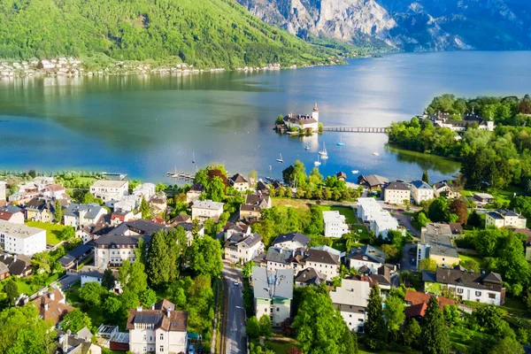 Gmunden Schloss Ort Schloss Orth Traunsee Lake Aerial Panoramic View — Stock Photo, Image