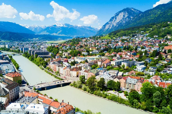 Albergues Río Centro Ciudad Innsbruck Vista Panorámica Aérea Innsbruck Capital — Foto de Stock