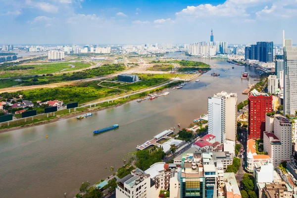 Chi Minh Stad Antenn Panoramautsikt Från Saigon Skydeck Observationsdäck Bitexco — Stockfoto