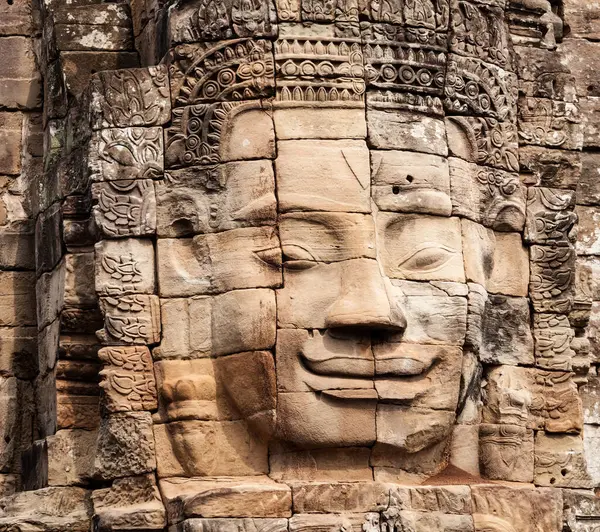 Volti Pietra Tempio Bayon Bayon Tempio Khmer Ben Noto Angkor — Foto Stock