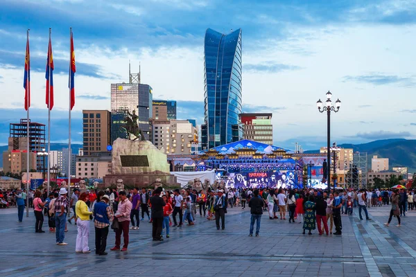 Ulaanbaatar Mongolia July 2016 Perayaan Festival Tradisional Naadam Chinggis Square — Stok Foto