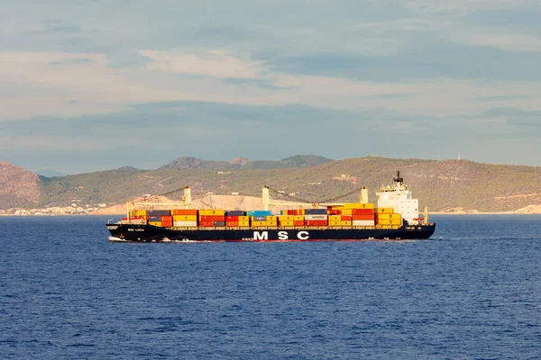 Syros Island Griekenland Oktober 2016 Containerschip Vrachtschip Aegiaanse Zee Griekenland — Stockfoto