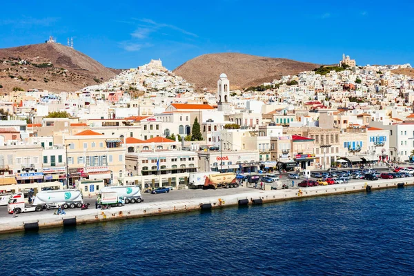 Ilha Syros Grécia Outubro 2016 Cidades Ermoupoli Ano Syros Ilha — Fotografia de Stock