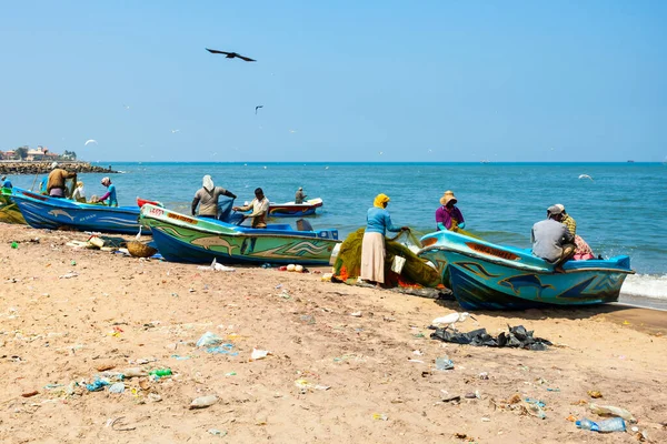 Negombo Sri Lanka February 2017 Fishing Boats Fishermans Negombo Beach — 스톡 사진