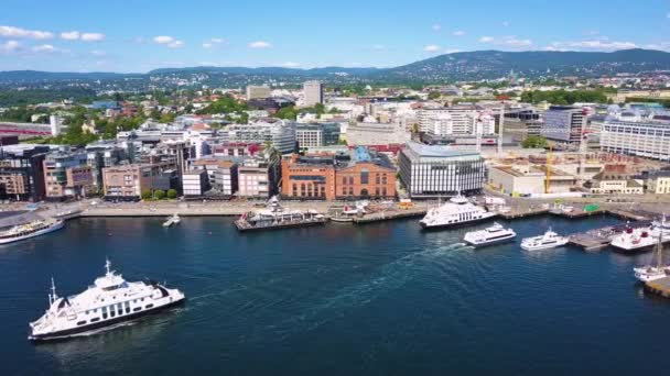 Vista aérea de Aker Brygge, Oslo — Vídeo de stock