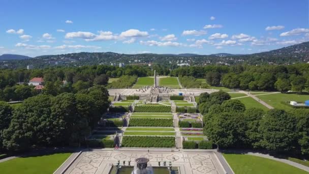 Widok z powietrza na park Vigeland w Oslo — Wideo stockowe