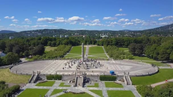 Vista aérea del parque Vigeland en Oslo — Vídeo de stock